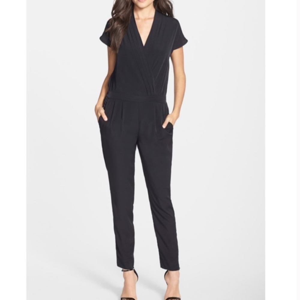 NYDJ 'Maia' Cigarette Jumpsuit Women's 14 Black